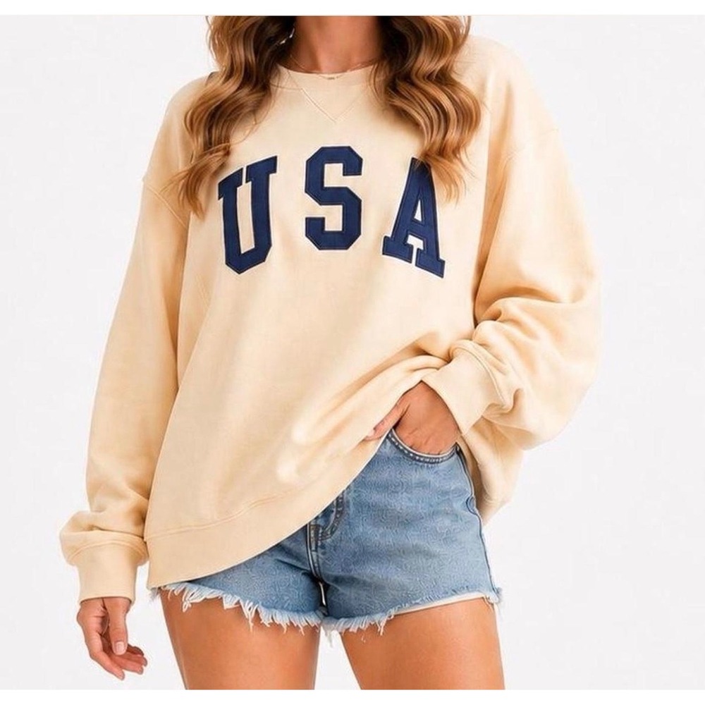 Altar'd State USA Graphic Sweatshirt – Cream – Women's Medium – NWT - Picture 1 of 7